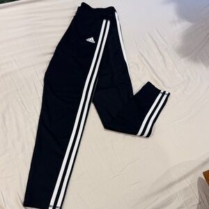 Adidas Kids Black Joggers with White Stripes